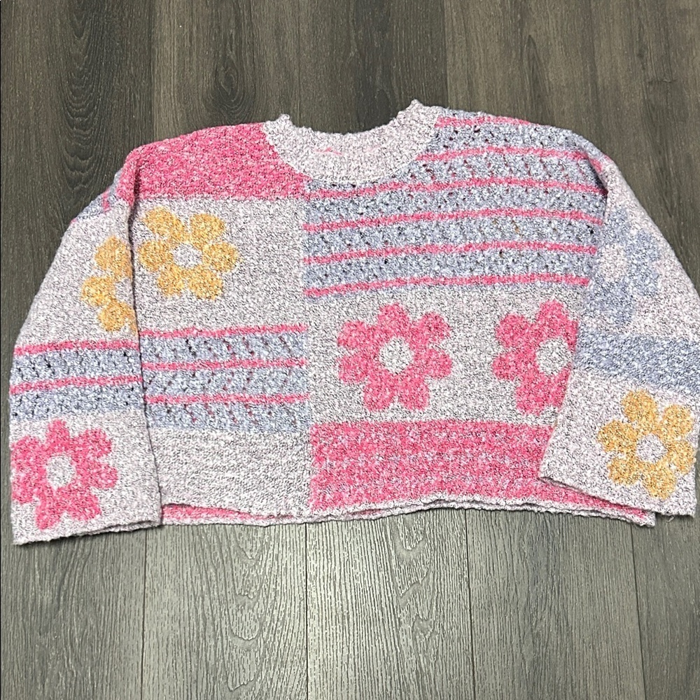 Oversized Boxy Bell Sleeve Lavendar Pink Sweater